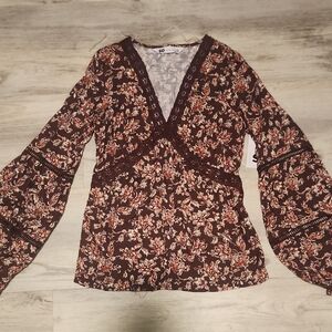 SO Floral Blouse with Bell Sleeves